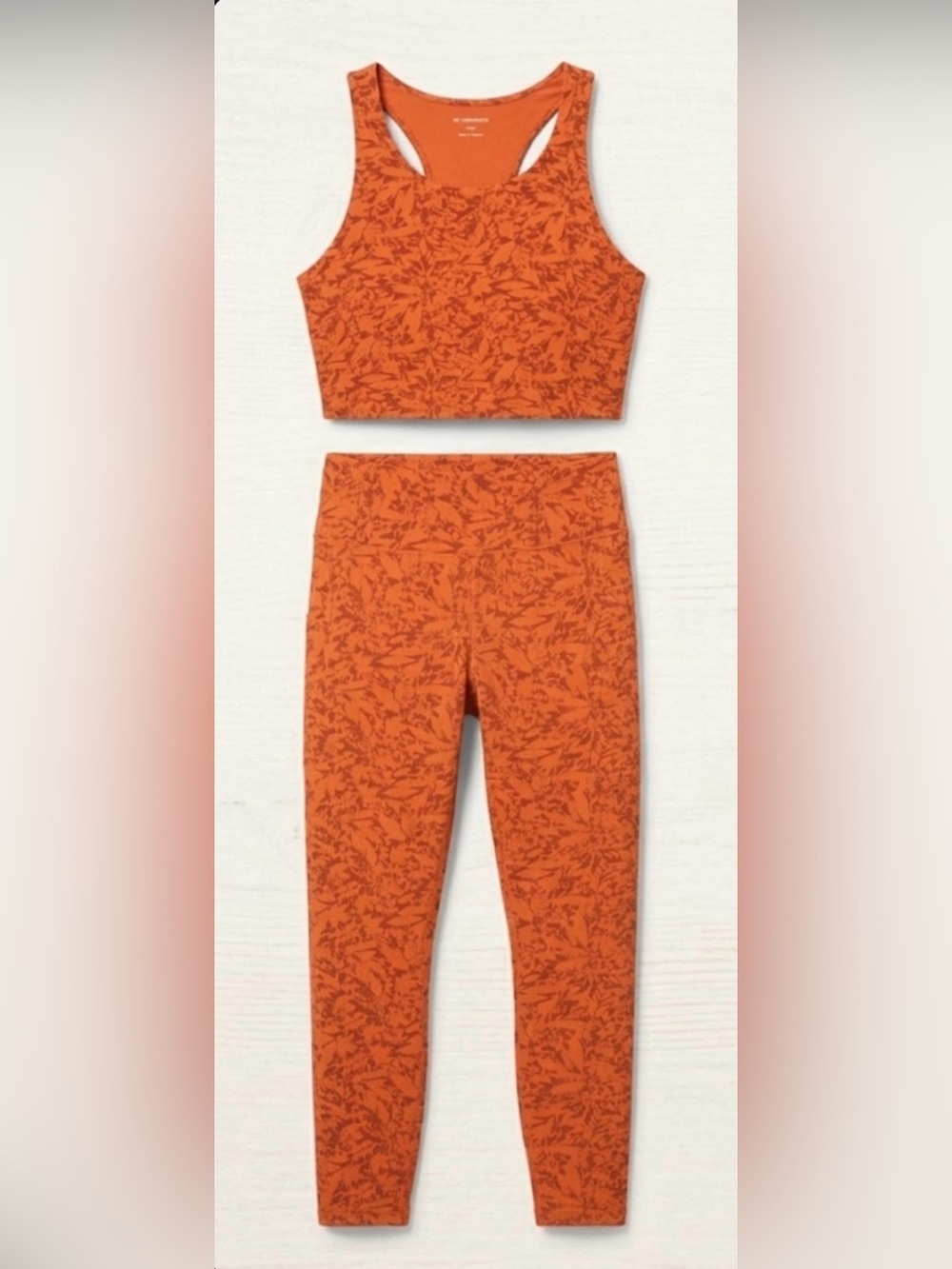 REI Co-op Orange Leaf Cropped Leggings & Cami Set - Size L - EUC